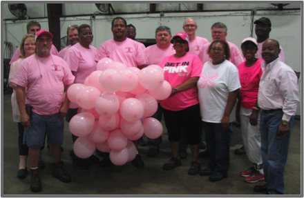Employees of Specification Rubber Products wearing Pink in support of Breast Cancer Awareness Month